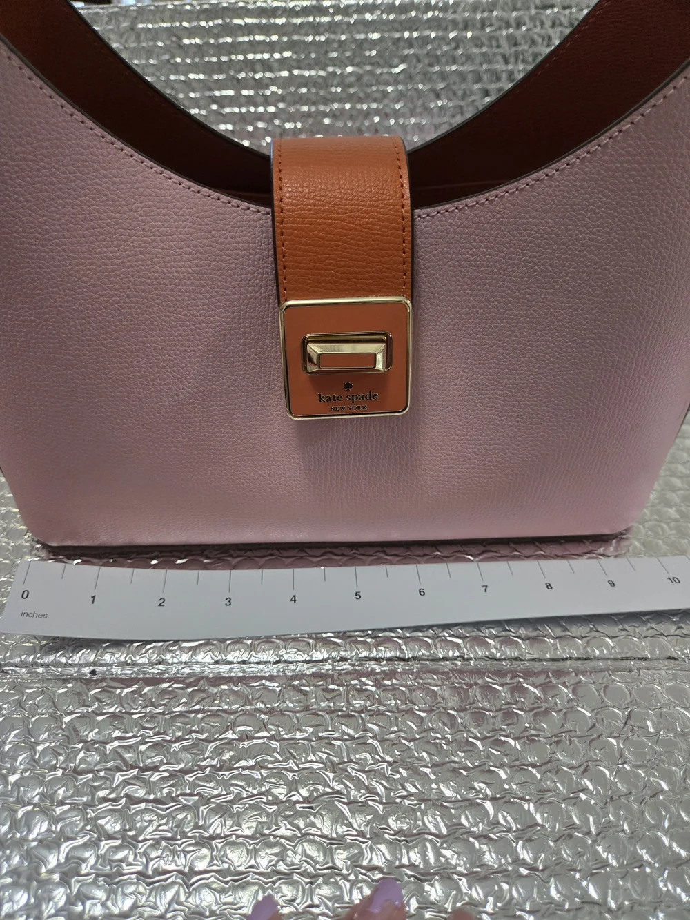 Kate Spade  Pink Leather Shoulder Bag with Orange/ Off White Accent